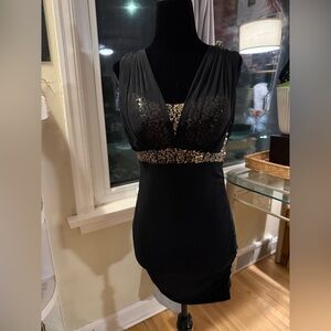 Black and Gold Mini Dress